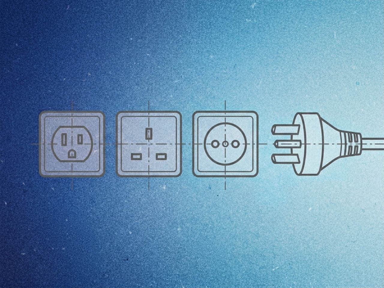 Power sockets of different standards beside a plug — incompatible discipline interfaces that must be coordinated.